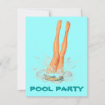 Diving Legs Retro Swimming Pool Party Invitations at Zazzle