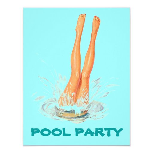 Retro Pool Party Invitations 1