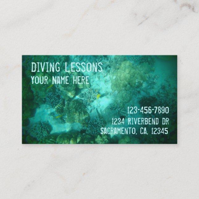 Diving Lesson customizable business cards (Front)