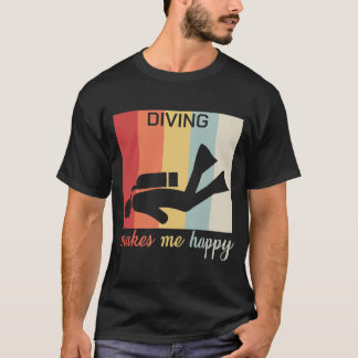 Diving Makes Me Happy Dive Scuba Diver Retro Gift T-Shirt