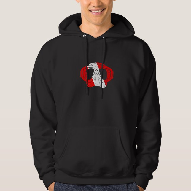 Diving Mask Flag Scuba Diver Underwater Snorkel Re Hoodie (Front)