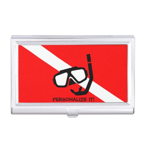 Diving mask with flag business card holder