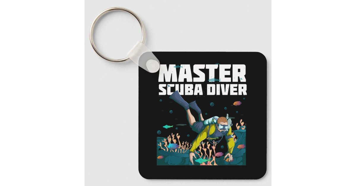 Diving Master Scuba Diver Down Dive Adventure Ocea Keychain | Zazzle