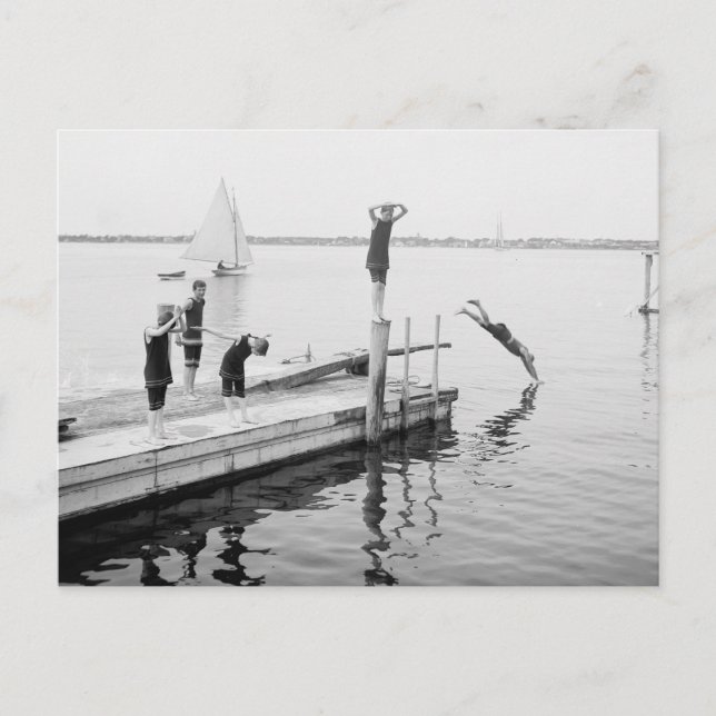 Diving Off The Pier, 1904 Postcard (Front)