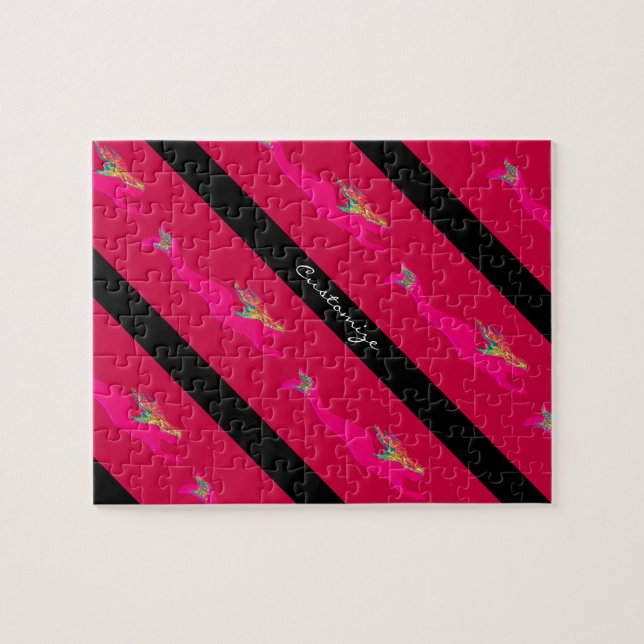 Diving pink mermaids red/black jigsaw puzzle (Horizontal)