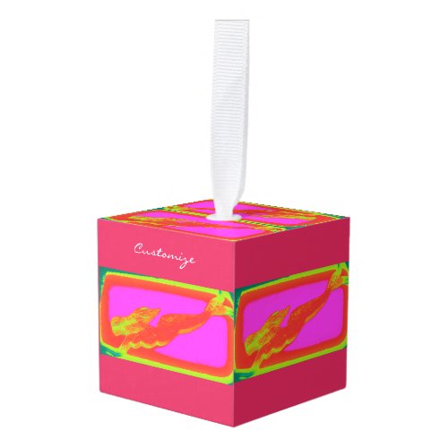 diving red mermaid cube ornament