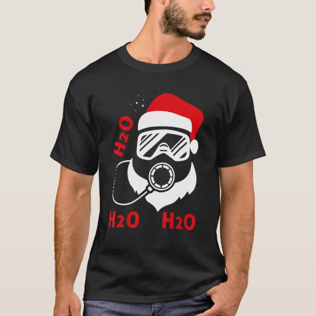 Diving Santa H2o H2o H2o  Christmas Dive Xmas T-Shirt (Front)