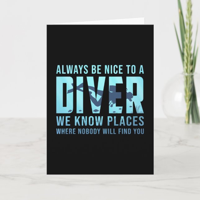Diving Scuba Diving Diver Dive Funny Sea Gift Idea Card (Front)