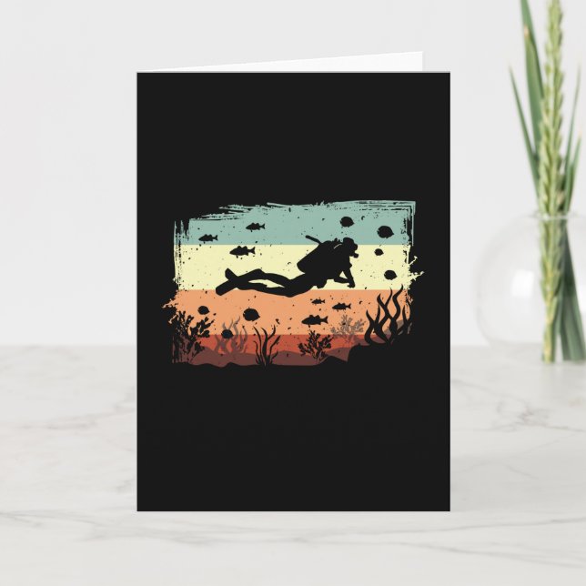 Diving Scuba Diving Diver Retro Funny Gift Idea Card (Front)