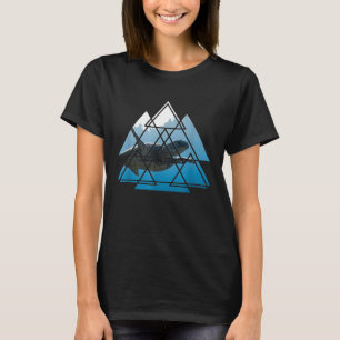 Diving Sea Turtle Geometric Triangles Scuba Diver  T-Shirt
