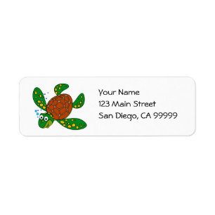 Diving Sea Turtle Label
