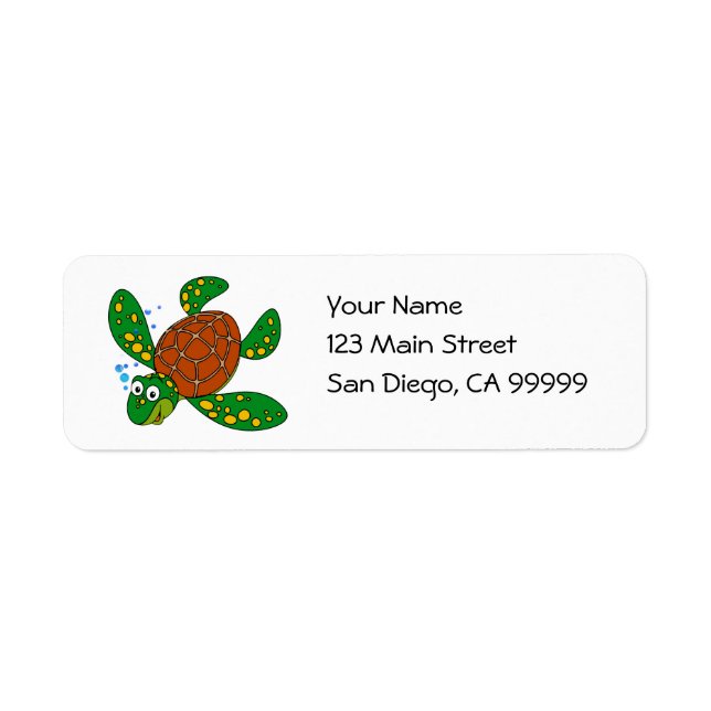 Diving Sea Turtle Label (Front)