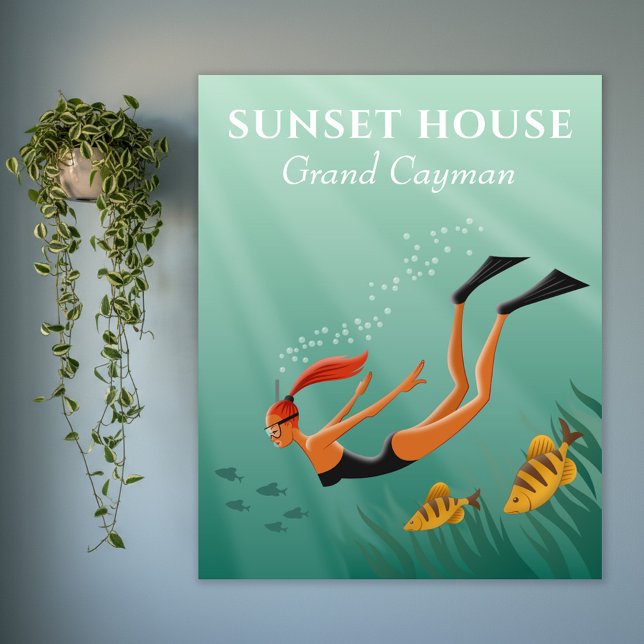 Diving Snorkeling Girl Fish Undersea Sun Rays Poster (Creator Uploaded)