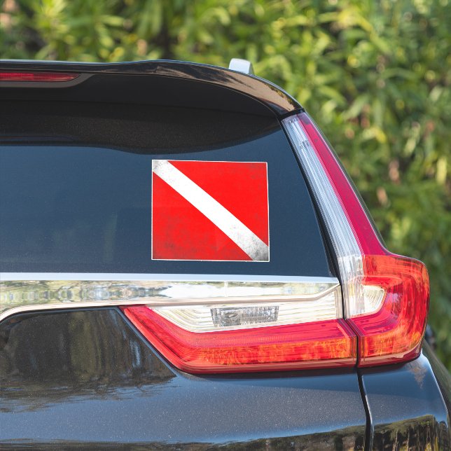 Diving sport, American Diver Down Flag SCUBA Sticker (Car Side)