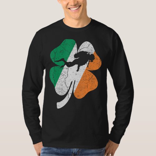 Diving St Patricks Day  Shamrock Ireland Irish Fl T_Shirt