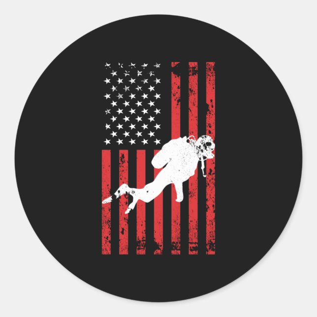 Diving USA Flag Patriotic Diver Flag Classic Round Sticker (Front)
