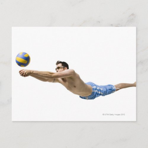Diving volleyball player postcard
