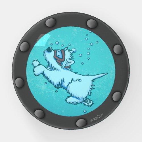 Diving Westie Porthole  Paperweight