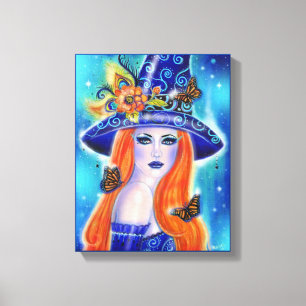 Divinia Colorful Halloween witch by Renee Lavoie Canvas Print