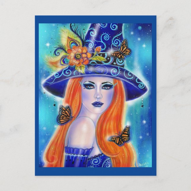 Divinia Colorful Halloween witch by Renee Lavoie   Postcard (Front)
