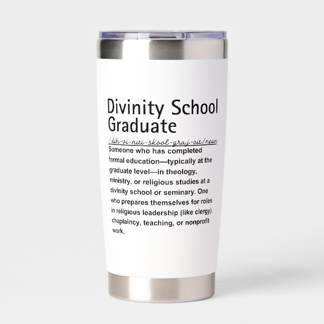 Divinity school graduate insulated tumbler (Front)