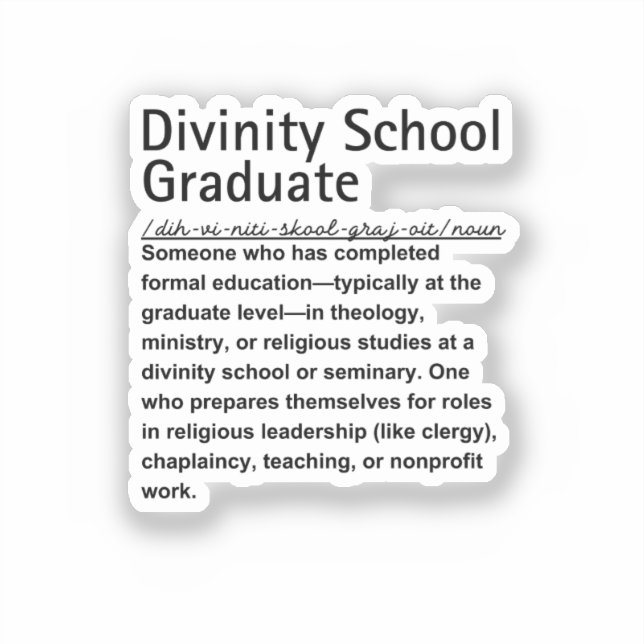 Divinity school graduate sticker (Front)