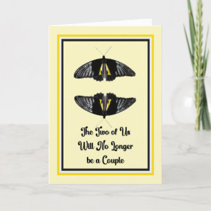 Divorce Announcement Black Butterflies on Yellow