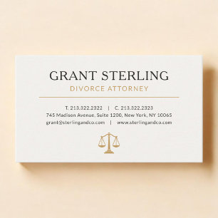 Divorce Attorney Neutral Beige Gold Business Card