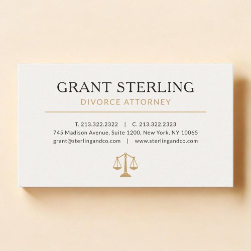 Divorce Attorney Neutral Beige Gold Business Card Divorce Attorney Neutral Beige Gold Business Card