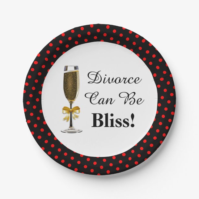 Divorce Can Be Bliss Champagne Party Celebration Paper Plates (Front)