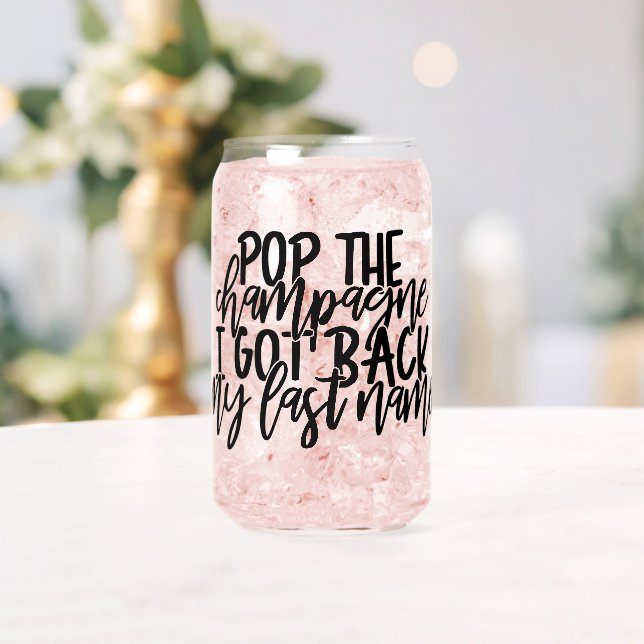 Divorce Party | Black and Gold Pop the Champagne Can Glass (Insitu (Wedding))