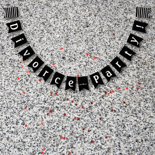 Divorce Party Celebration Black White Bunting Flags