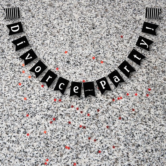 Divorce Party Celebration Black White Bunting Flags (Your Divorce Party needs the proper decor! This is part of the "ex-Hubby, Start Packing" collection.)