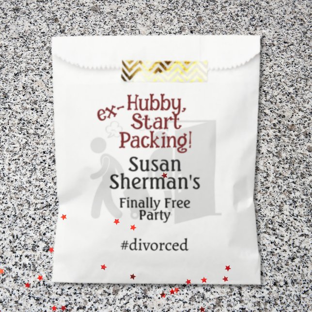 Divorce Party Celebration Ex Hubby Start Packing Favor Bag (Use this treat bag for goodies from her divorce party with the ex-Hubby Start Packing theme! )