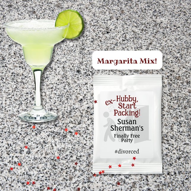 Divorce Party Celebration Ex Hubby Start Packing Margarita Drink Mix (Liven up your divorce party with these ex-Hubby Start Packing margarita mix packets. )