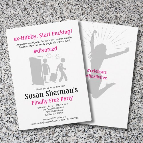 Divorce Party Cute Funny Pink Finally Free Invitation