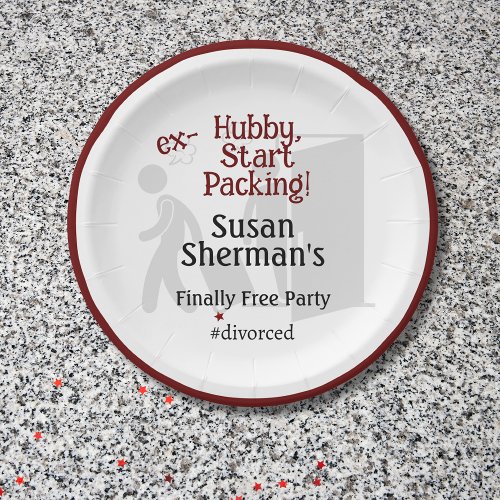 Divorce Party Decor Ex Hubby Start Packing Red Paper Plates