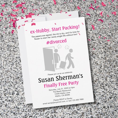Divorce Party Finally Free Feminine Pink Funny Holiday Card