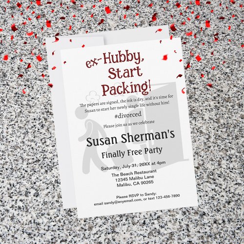 Divorce Party Finally Free Funny Red Invitation