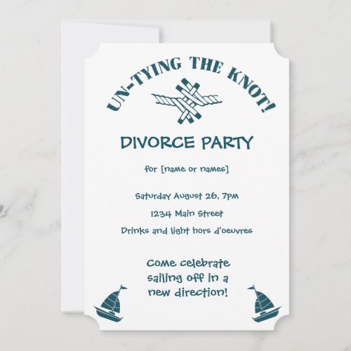 Divorce Party funny Untying the Knot Invitation