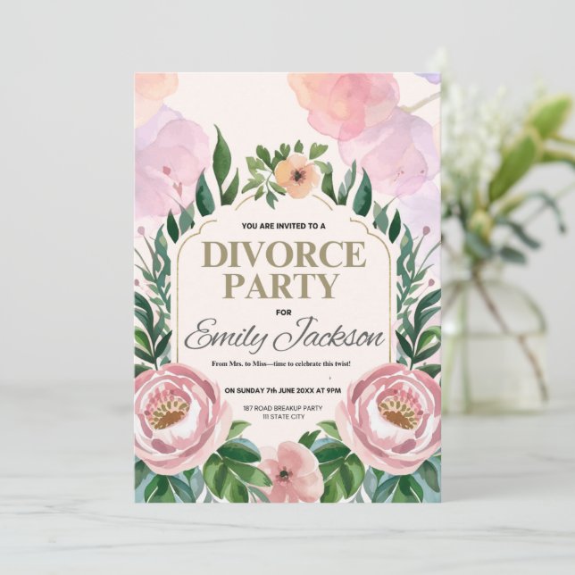 Divorce Party Invitation - Bold and Fresh Start (Standing Front)