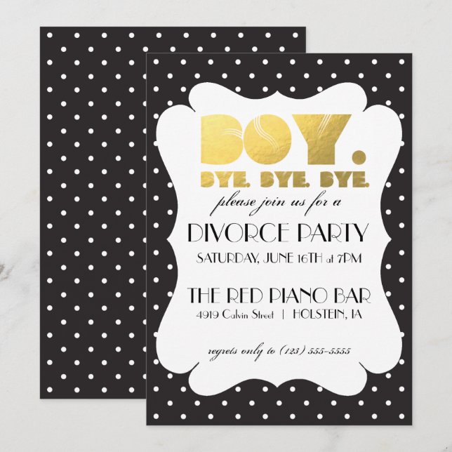 Divorce Party Invitation - Boy Bye (Front/Back)