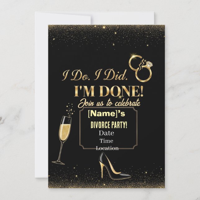 Divorce Party Invitation – I Do, I Did, I’m Done!  (Front)