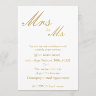 Divorce Party Invitations (white &gold)
