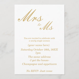 Divorce Party Invitations (white &gold)