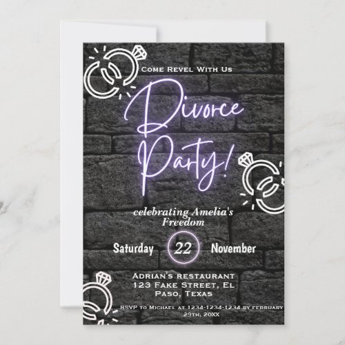 Divorce party invites Celebrating freedom Invitation