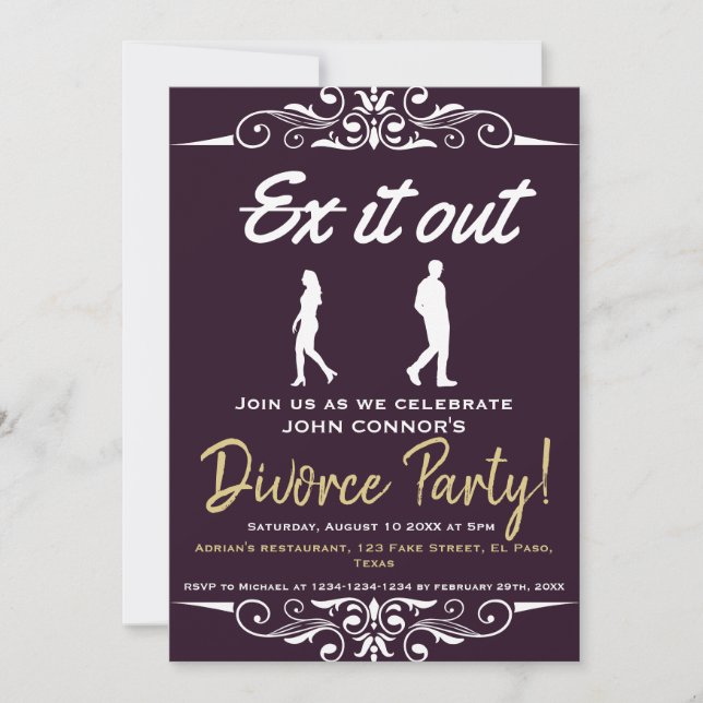 Divorce party invites: Ex it out, Humorous. Invitation (Front)