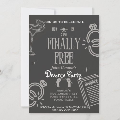 Divorce party invites Finally Free celebration Invitation