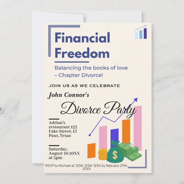 Divorce party invites: Financial freedom Invitation (Front)