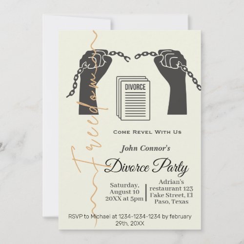 Divorce party invites Freedom Invitation